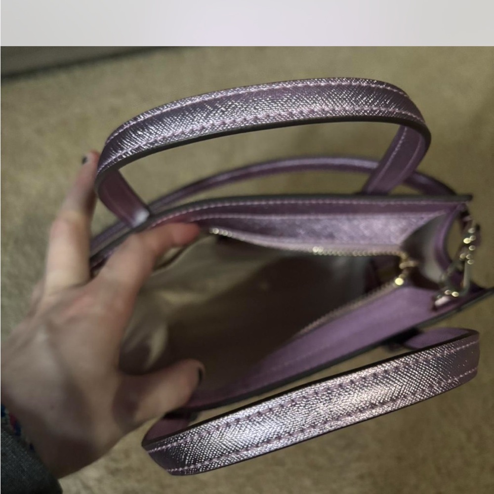 Kate Spade Metallic Lavender Shoulder Bag with matching card wallet - Picture 5 of 7